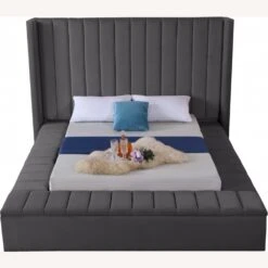Other Full Bed In Grey Velvet W/ Storage Space