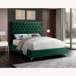 Other Full Bed In Green Velvet W/ High Headboard