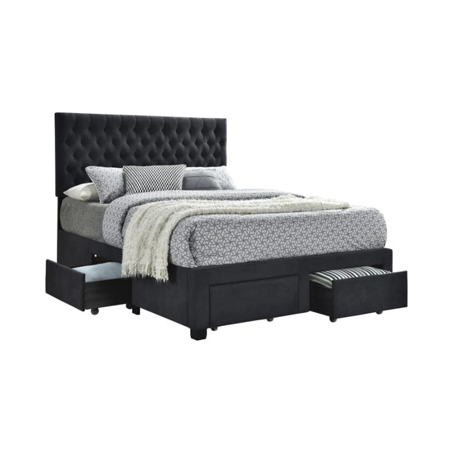 Other Full Storage Bed In Grey Fabric W 4 Drawers - Image 4