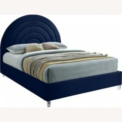 Other Full Bed In Navy Velvet W/ Thick Acrylic Legs