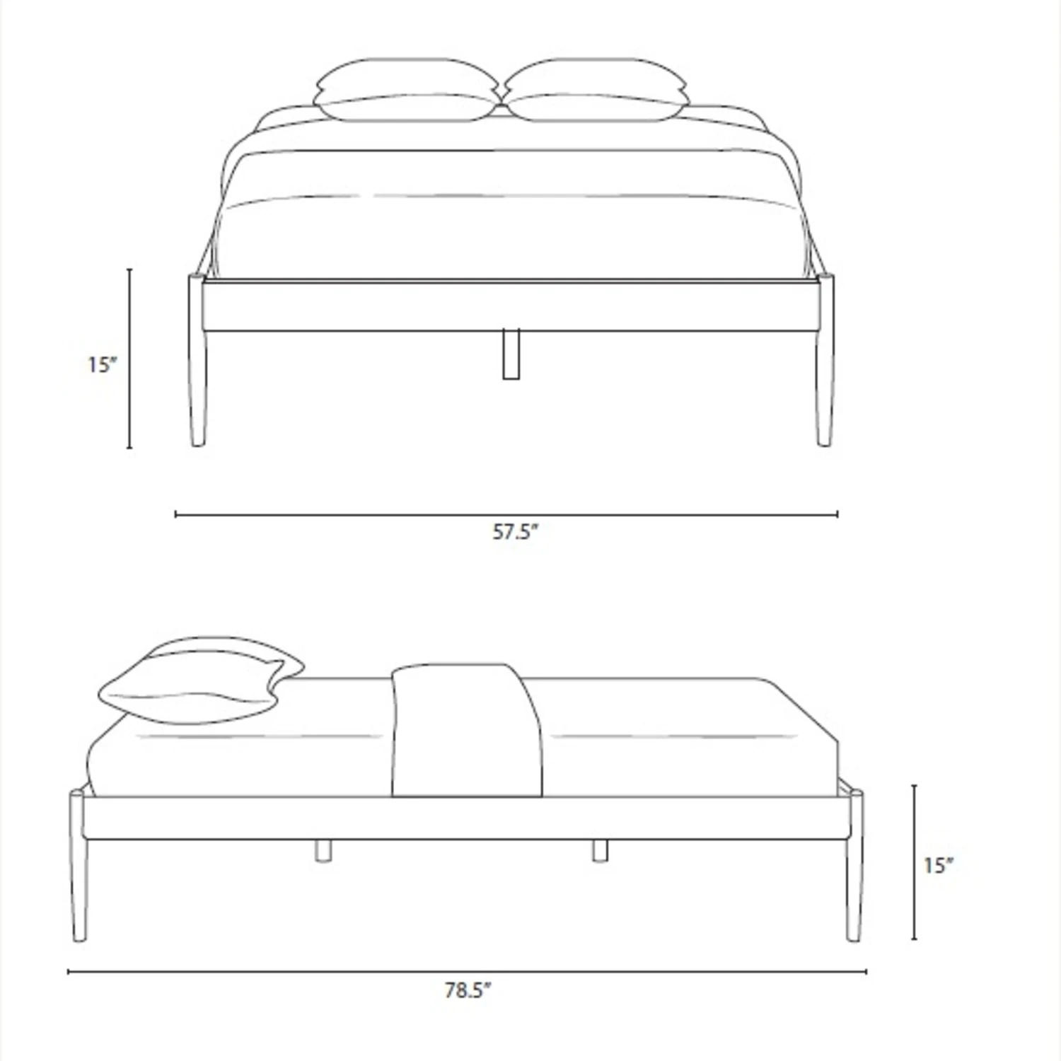 Other Full Bed In White Frame W/ Tapered Dowel Legs - Image 3