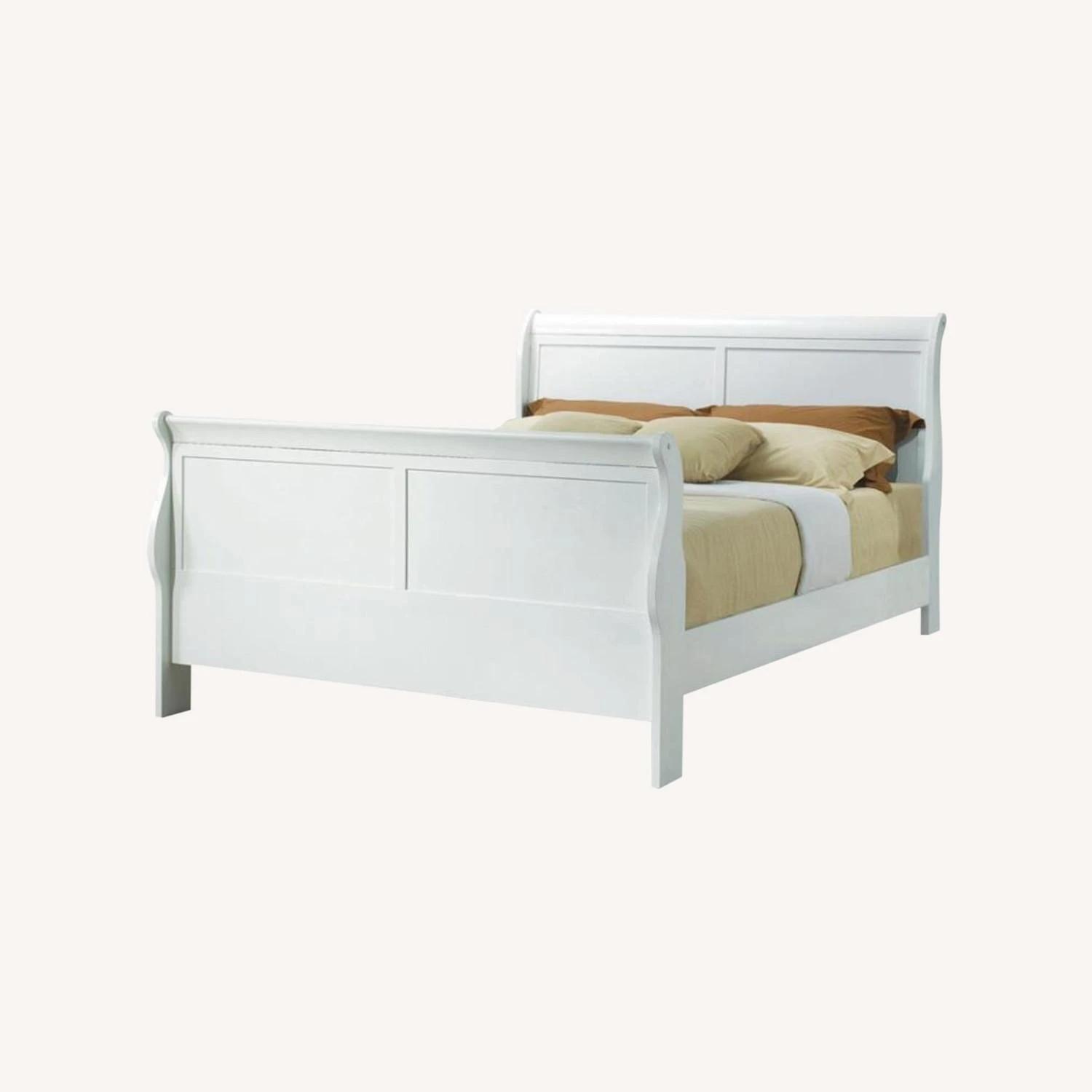 Other Full Bed In White Wood With Curved Headboard Finish - Image 3