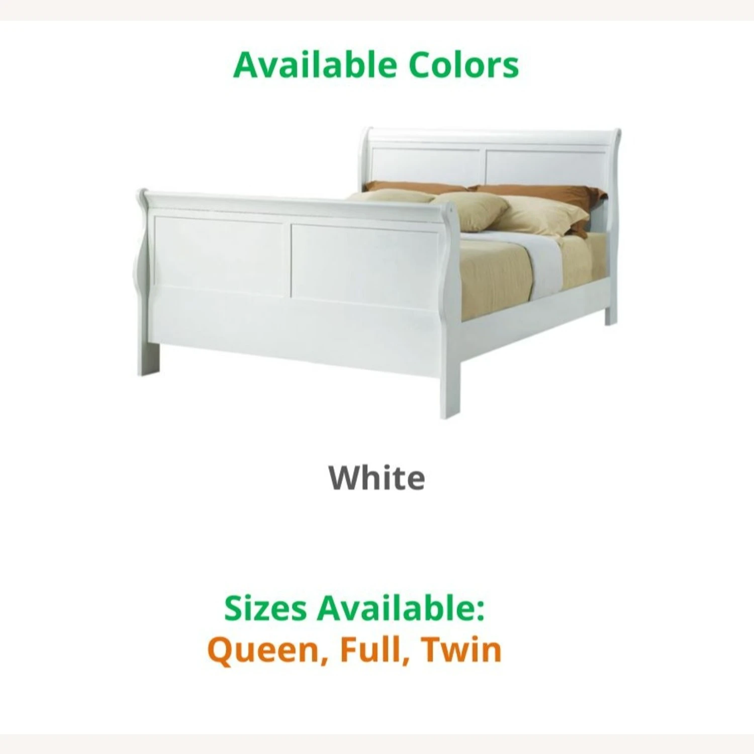 Other Full Bed In White Wood With Curved Headboard Finish - Image 4