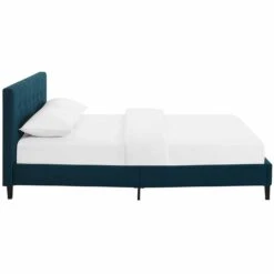 Other Full Bed In Azure Fabric Base & Tufted Headboard