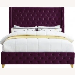 Other Full Bed In Purple Velvet W/ Wing Back Design