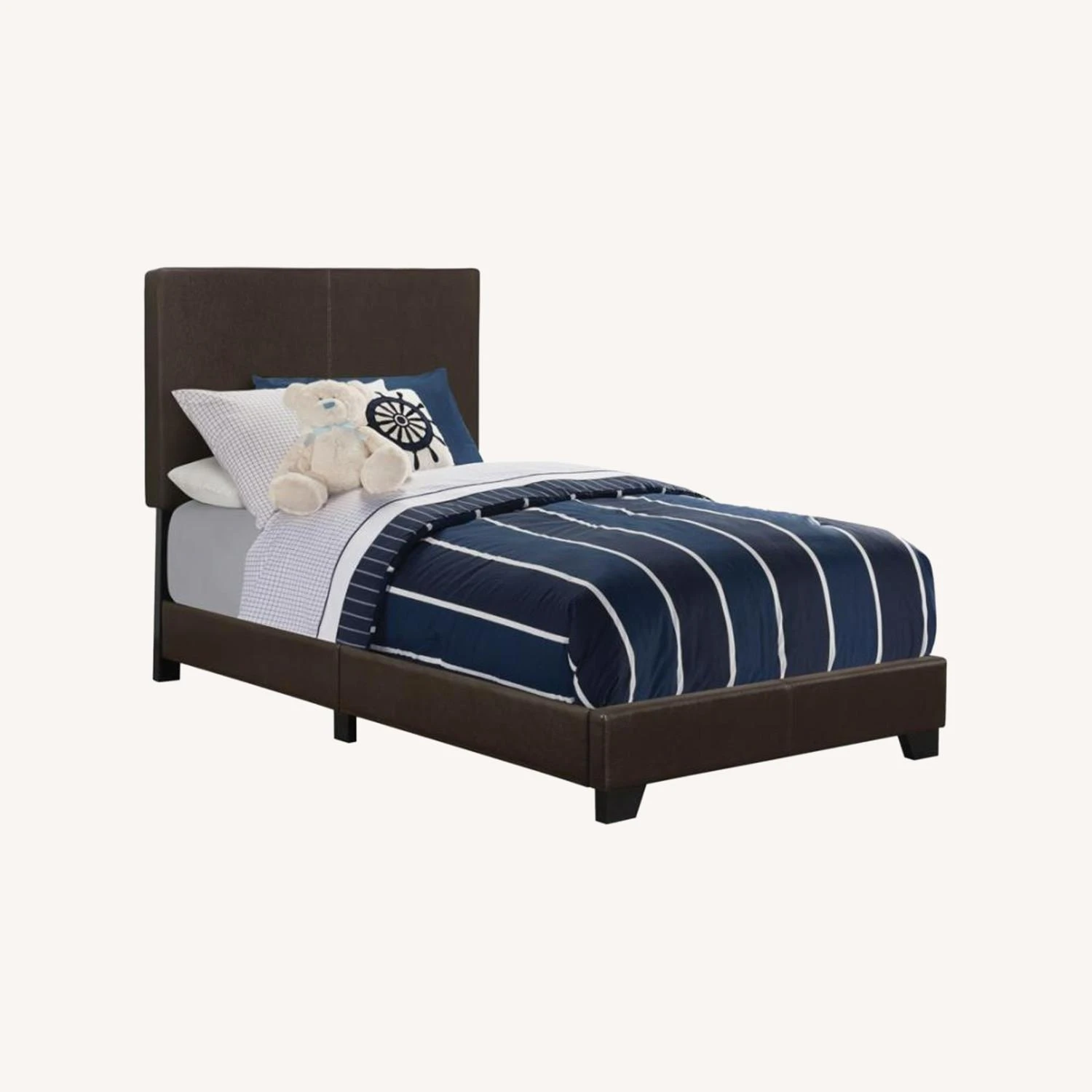 Other Twin Bed Upholstered In Brown Leatherette - Image 3