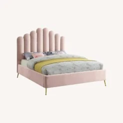Other Full Bed In Pink Velvet W/ Gold Steel Legs