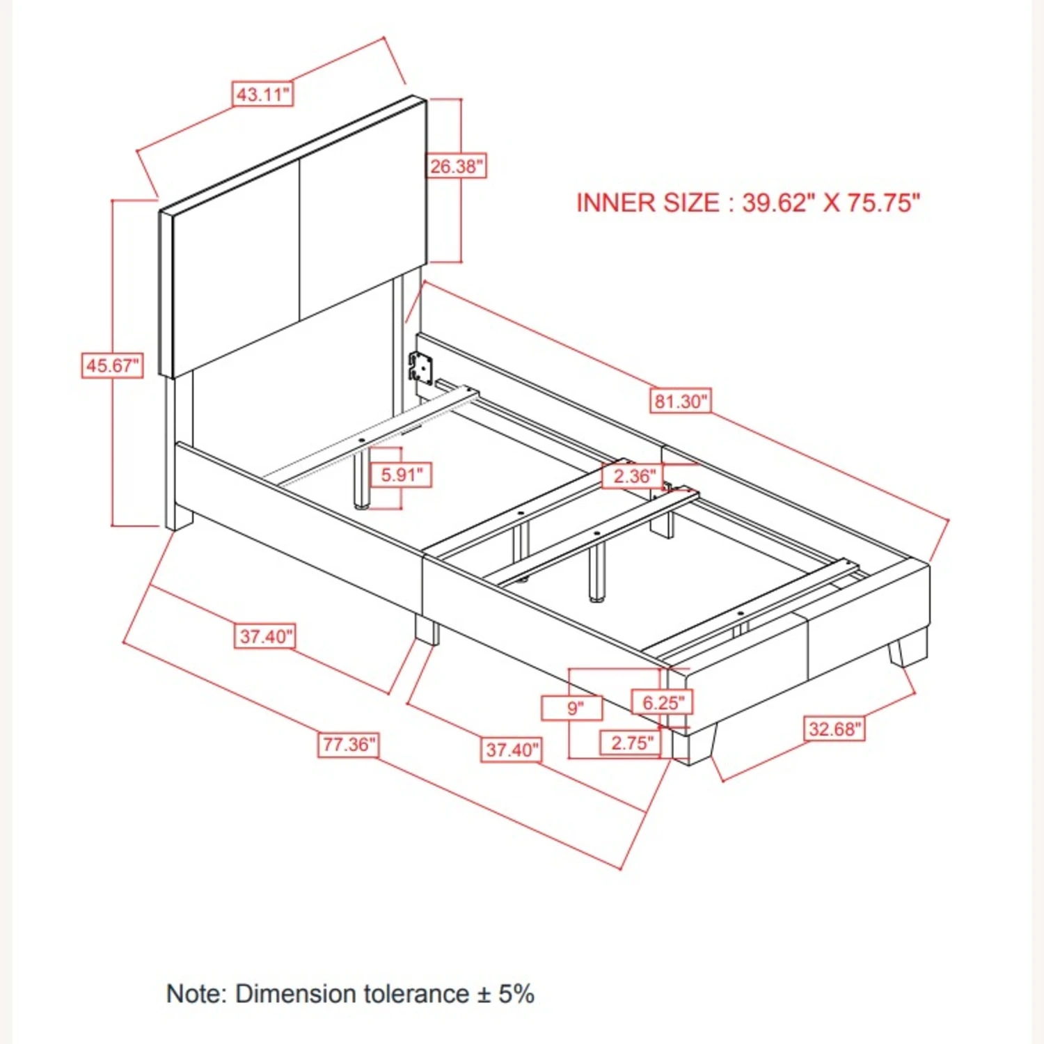 Other Twin Bed Upholstered In Brown Leatherette - Image 5