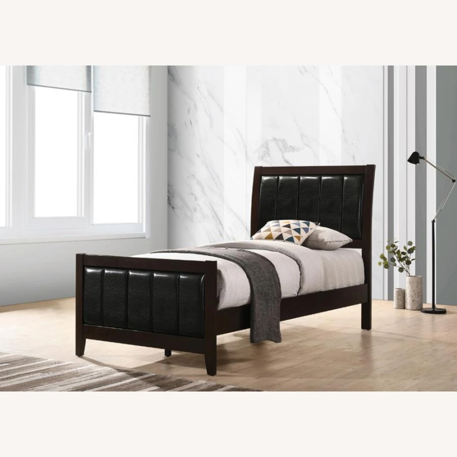 Other Twin Bed In Cappuccino & Black Fabric Finish