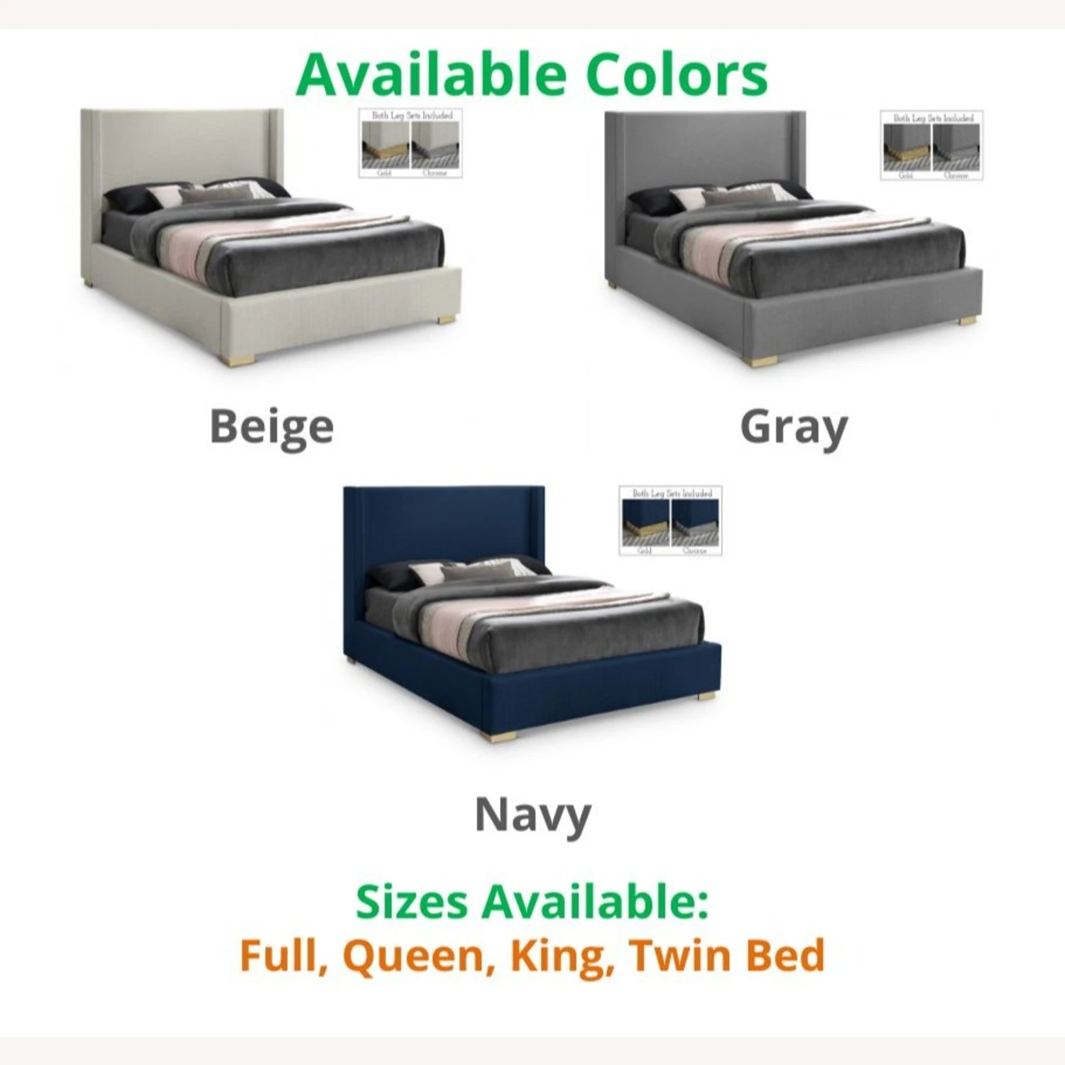 Other Full Bed In Beige Linen Textured Fabric Upholstery - Image 3