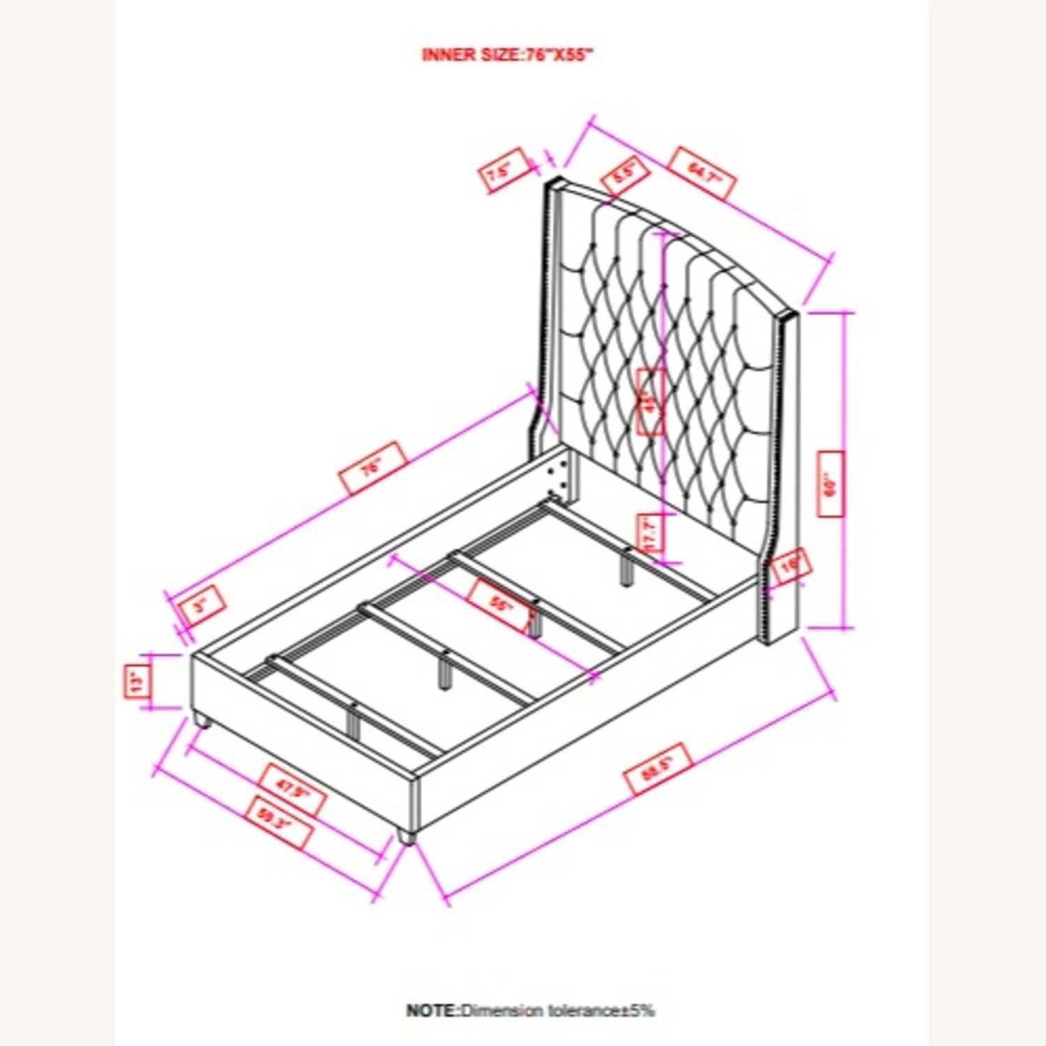 Other Full Size Upholstered Bed In Grey Velvet Fabric