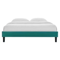Other Full Platform Bed Frame In Teal Velvet Finish