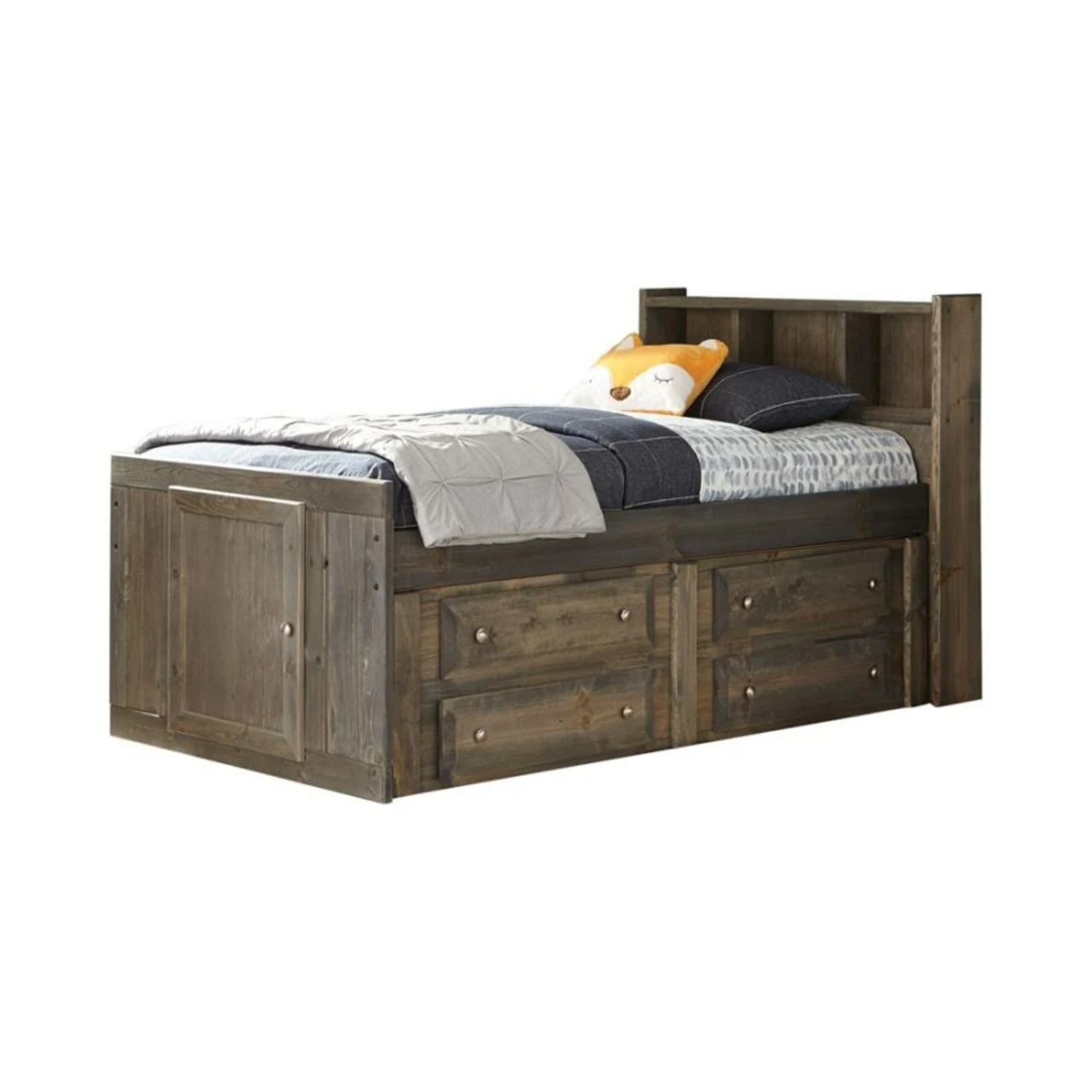 Other Rustic Twin Storage Bed In Gun Smoke Wood Finish