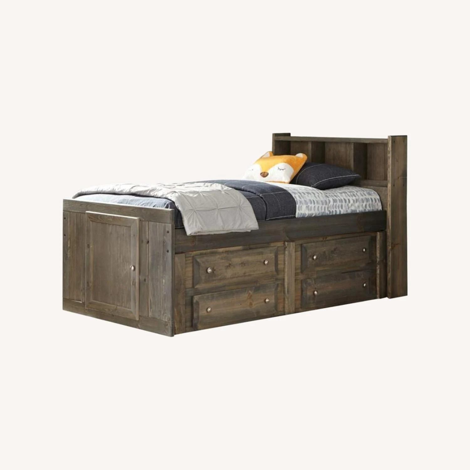 Other Rustic Twin Storage Bed In Gun Smoke Wood Finish - Image 2