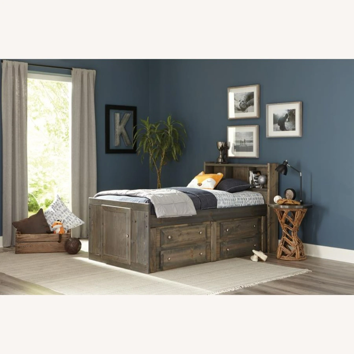 Other Rustic Twin Storage Bed In Gun Smoke Wood Finish - Image 3