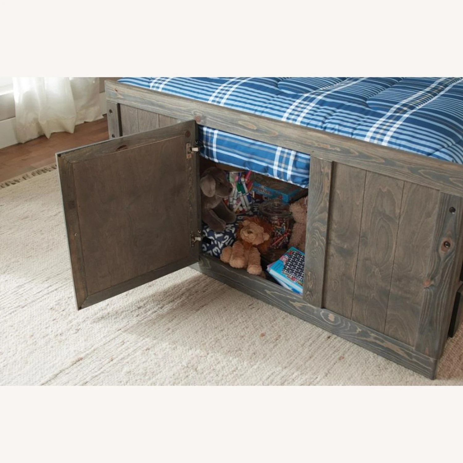 Other Rustic Twin Storage Bed In Gun Smoke Wood Finish - Image 4