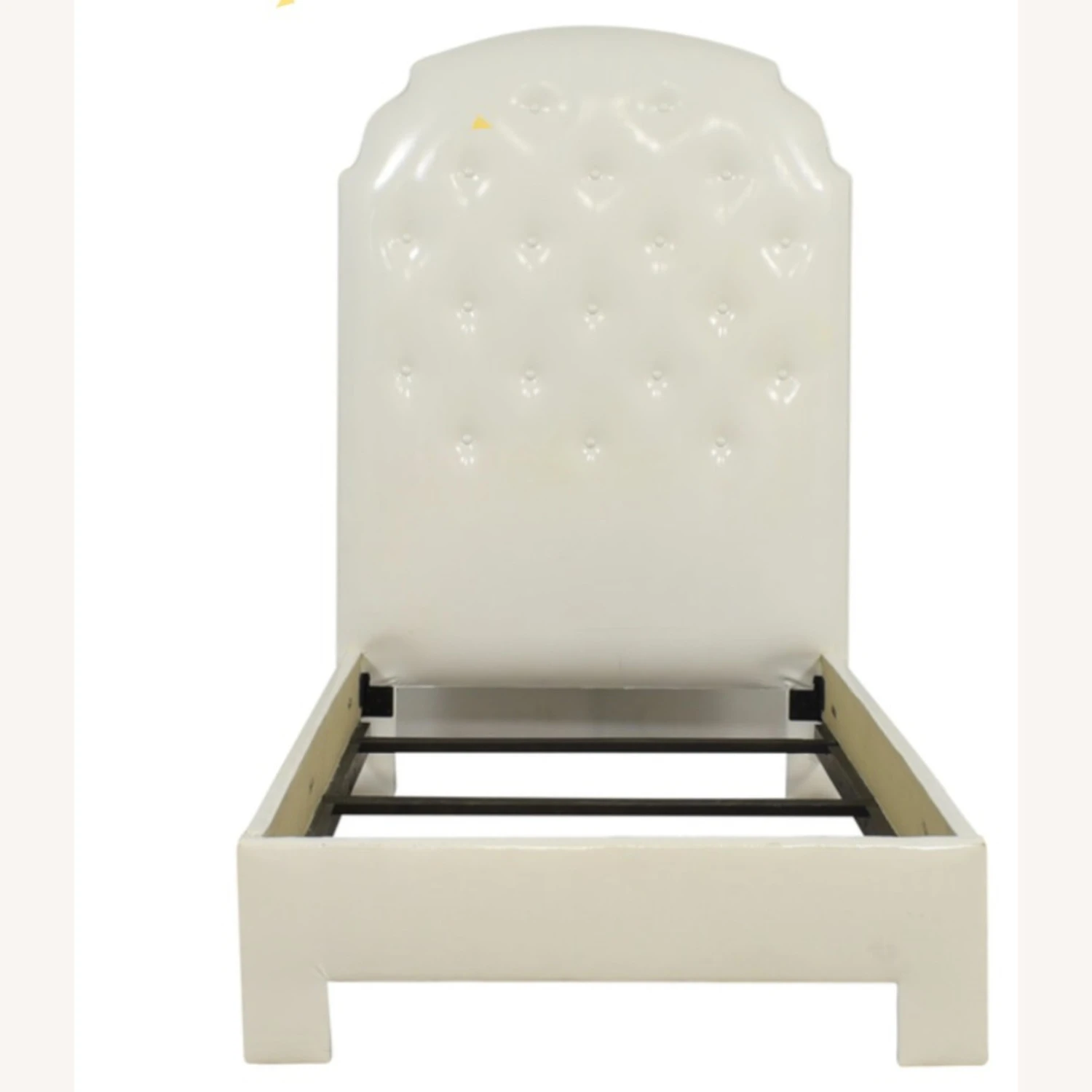 White Patent Leather XL Twin Bed Frame/ Headboard