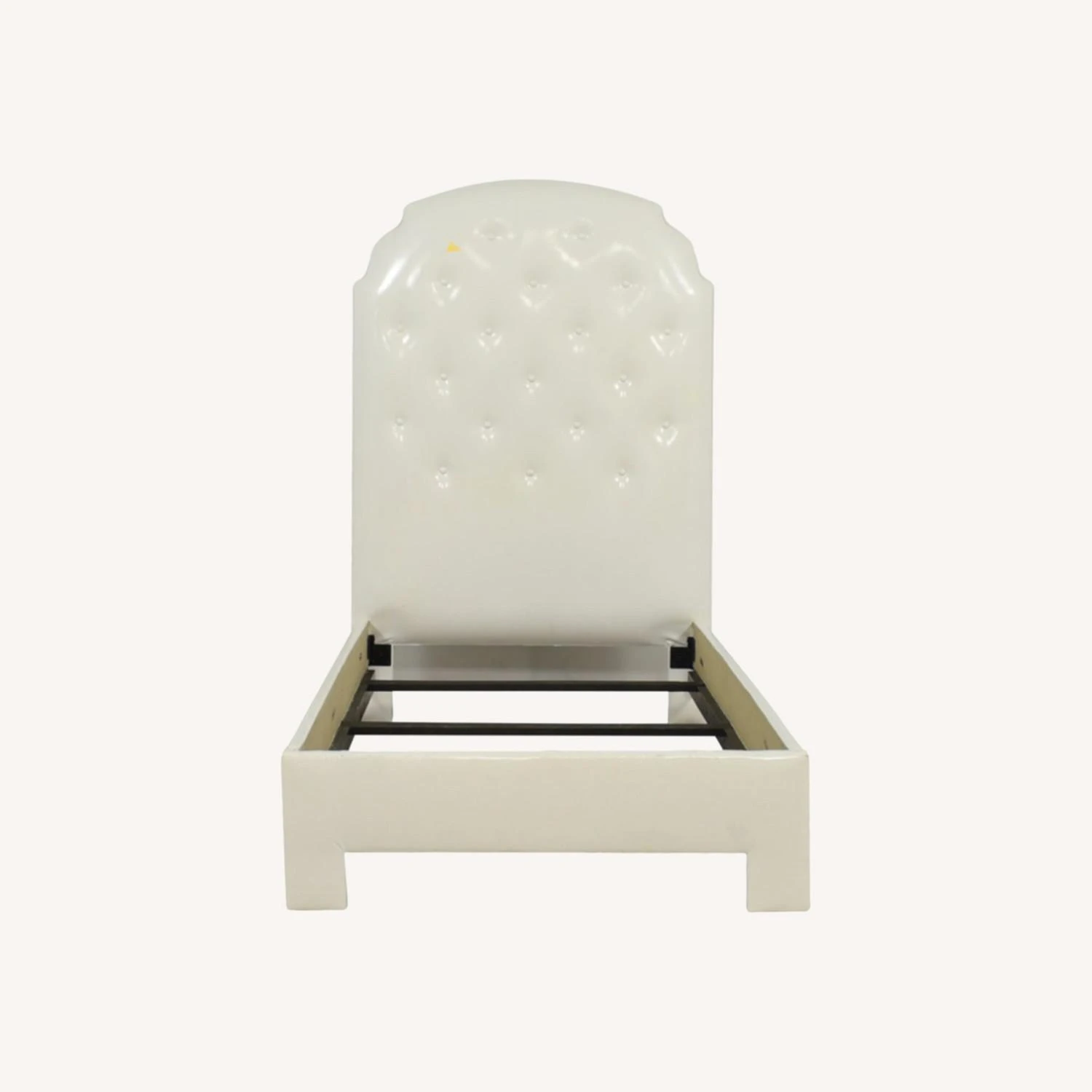 White Patent Leather XL Twin Bed Frame/ Headboard - Image 2