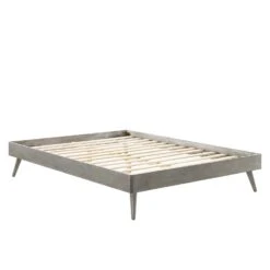 Other Full Platform Bed Frame In Gray Wood Finish