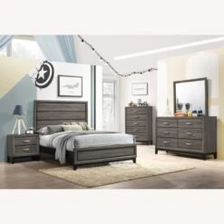 Other Full Bed In Grey Oak W Black Lining Details