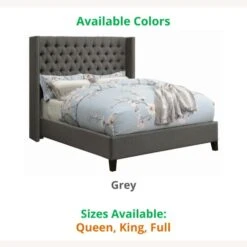 Other Full Bed In Grey Fabric W/ Bronze Nailhead Trim