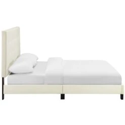 Other Twin Bed In Ivory Tufted Velvet Upholstery Finish