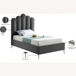 Other Twin Bed In Grey Velvet W/ Gold Steel Legs