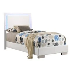Other Twin Bed In Glossy White With LED Touch Lighting