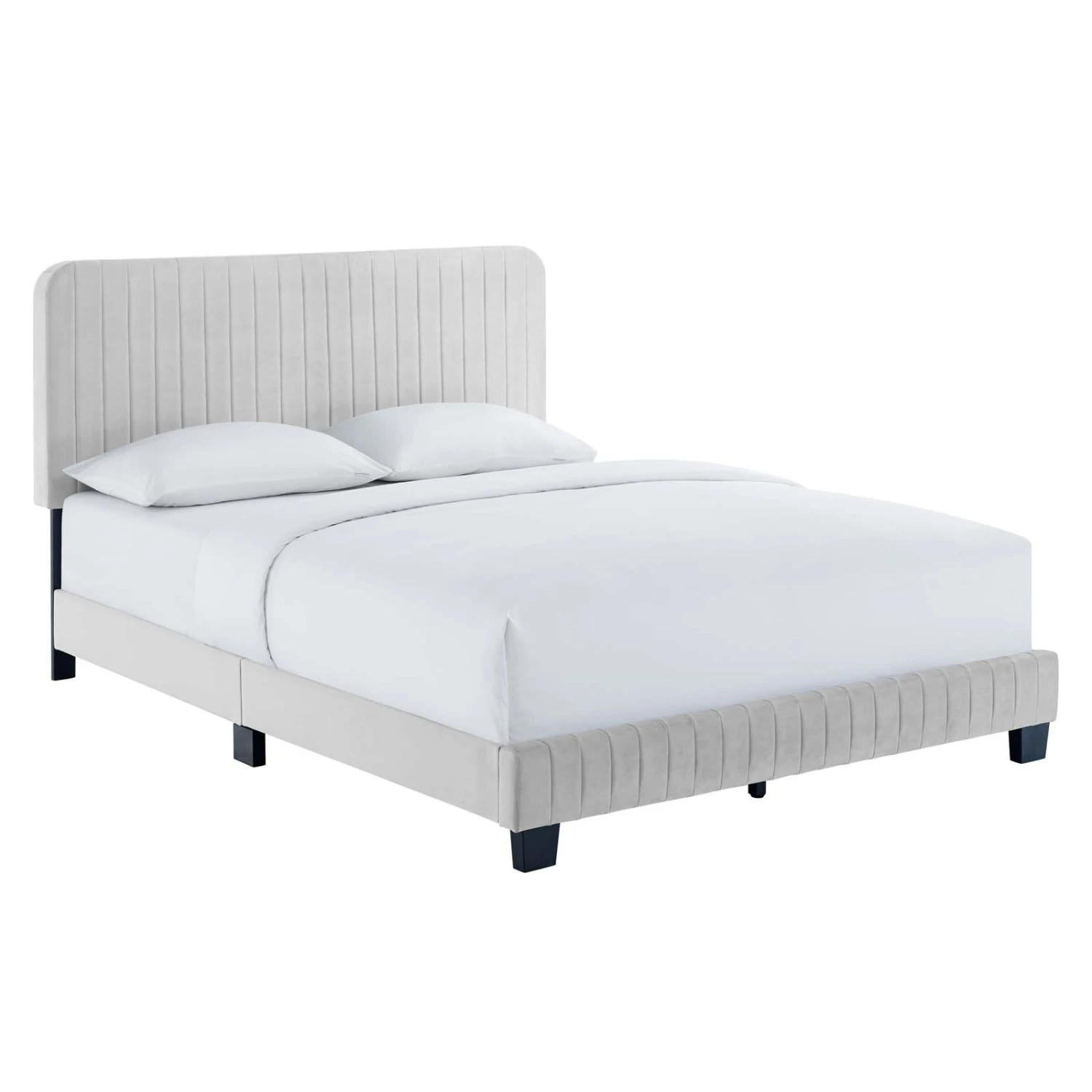 Other Twin Bed In Light Gray Tufted Velvet Fabric Finish - Image 6