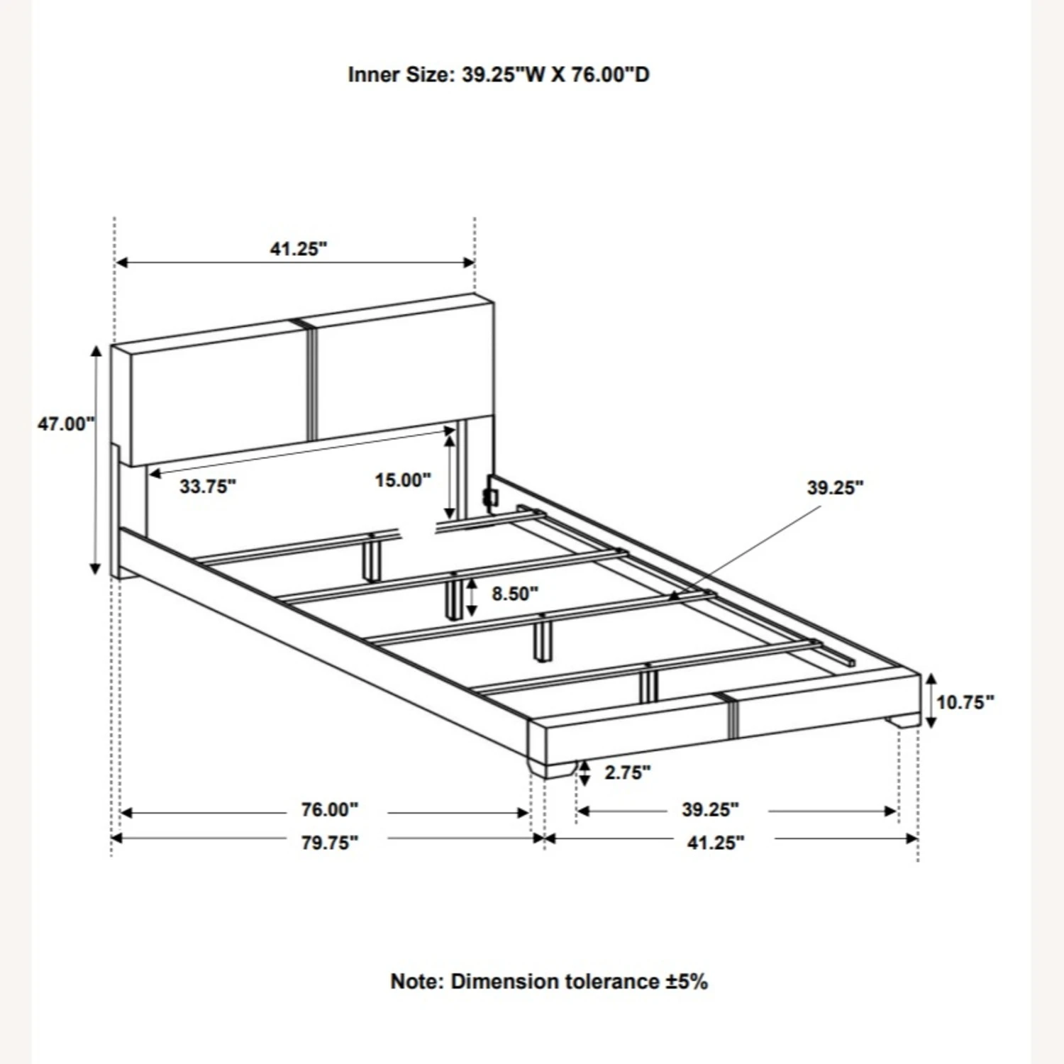 Other Twin Bed Upholstered In Dark Brown Leatherette