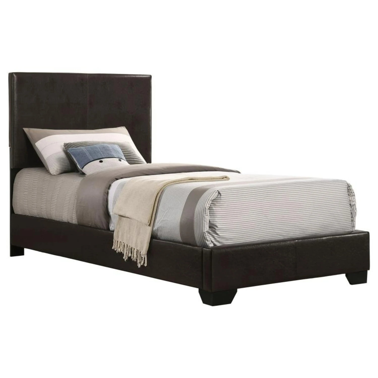 Other Twin Bed Upholstered In Dark Brown Leatherette - Image 3