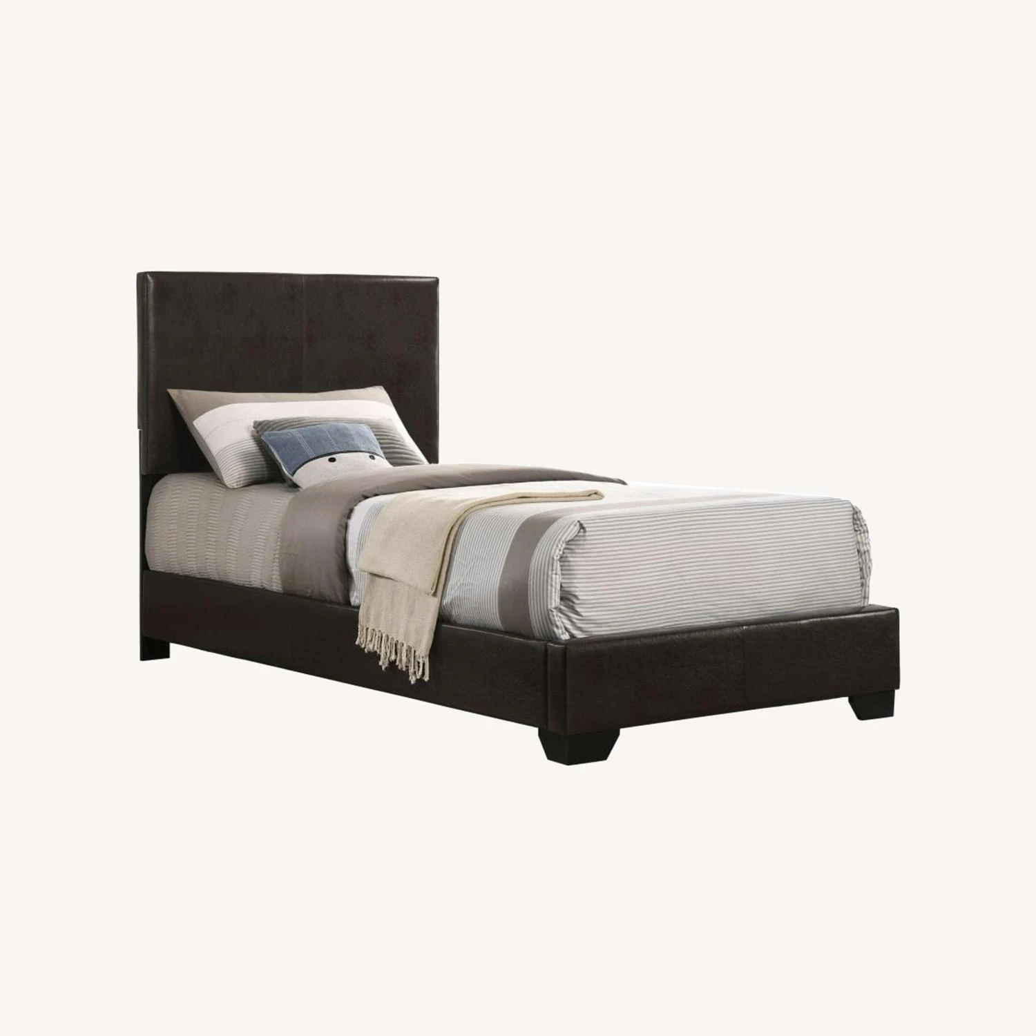 Other Twin Bed Upholstered In Dark Brown Leatherette - Image 4