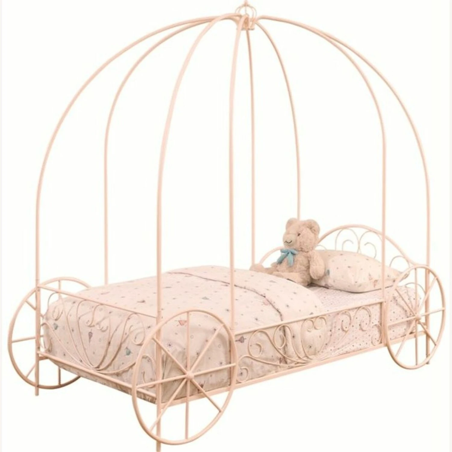 Other Twin Canopy Bed In Powder Pink W/ Carriage Design - Image 5