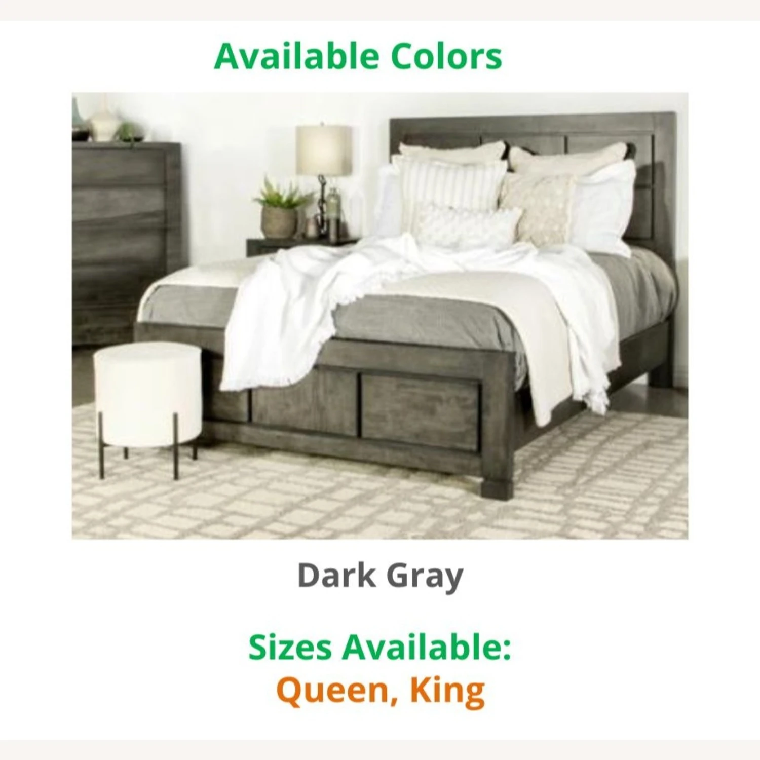 Other Modern Queen Bed In Dark Grey Wood Finish - Image 2