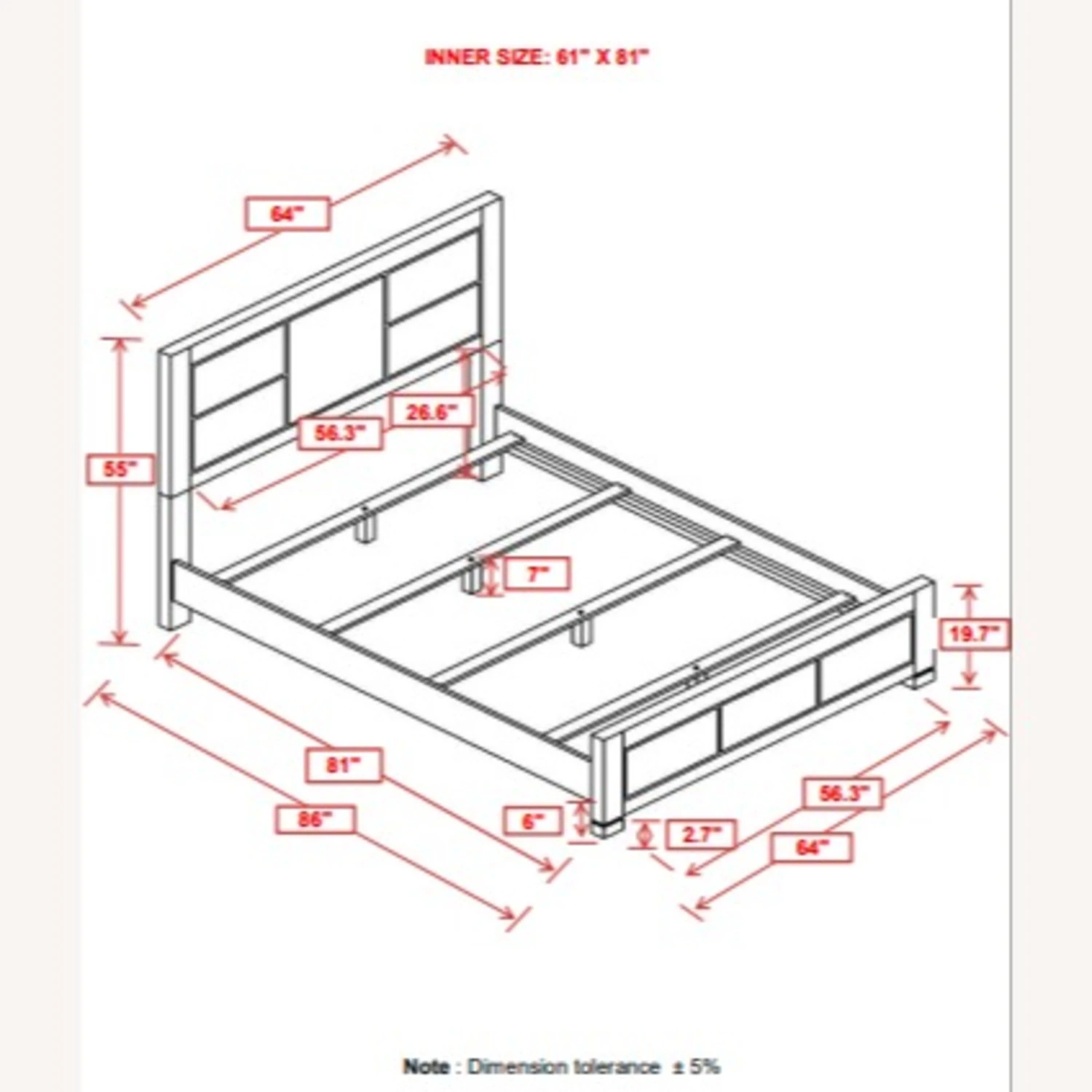 Other Modern Queen Bed In Dark Grey Wood Finish - Image 4