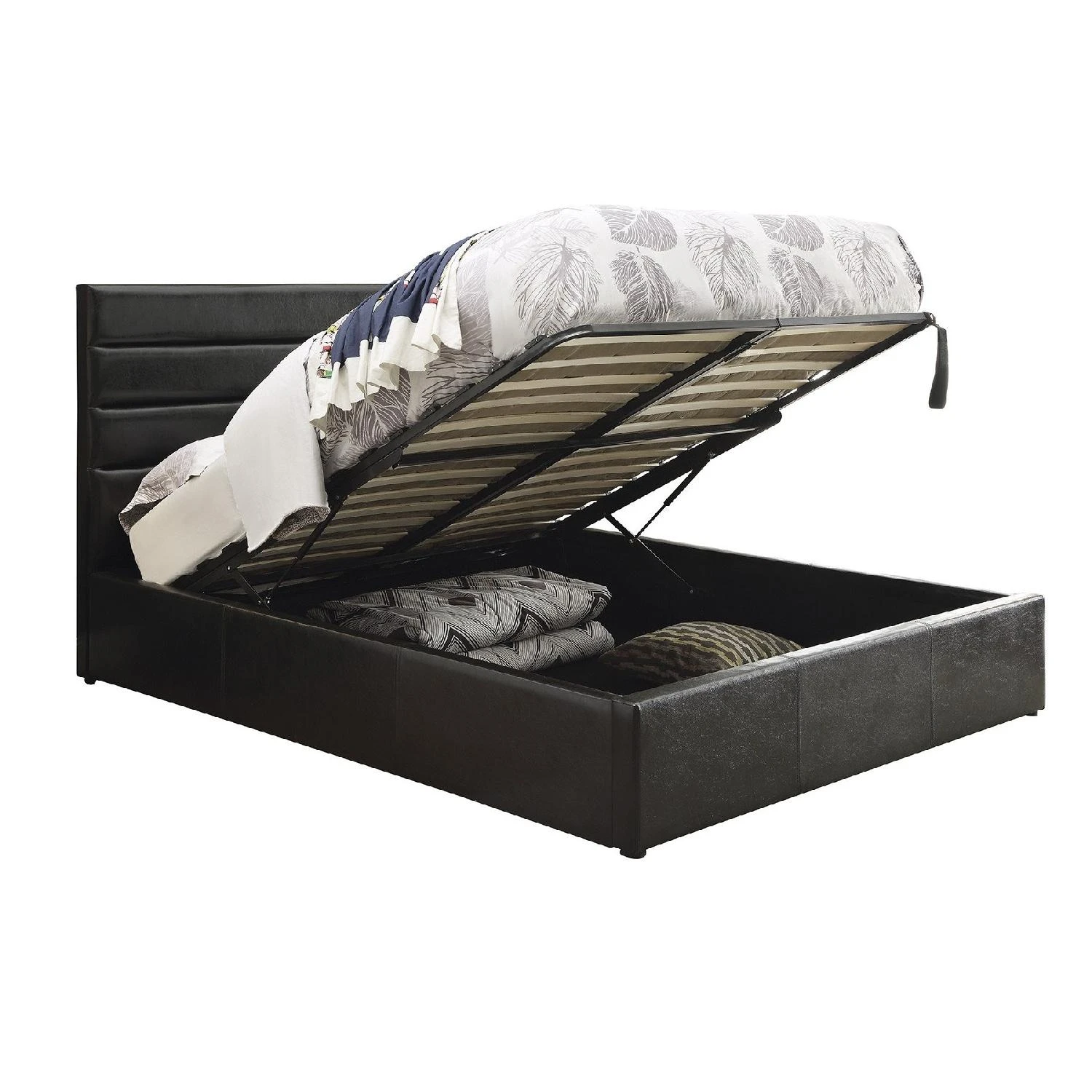 Other Modern Style Queen Size Lift-Up Storage Platform Bed Upholst - Image 2