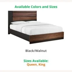 Queen Bed In 2-Tone Black & Walnut Veneer Finish