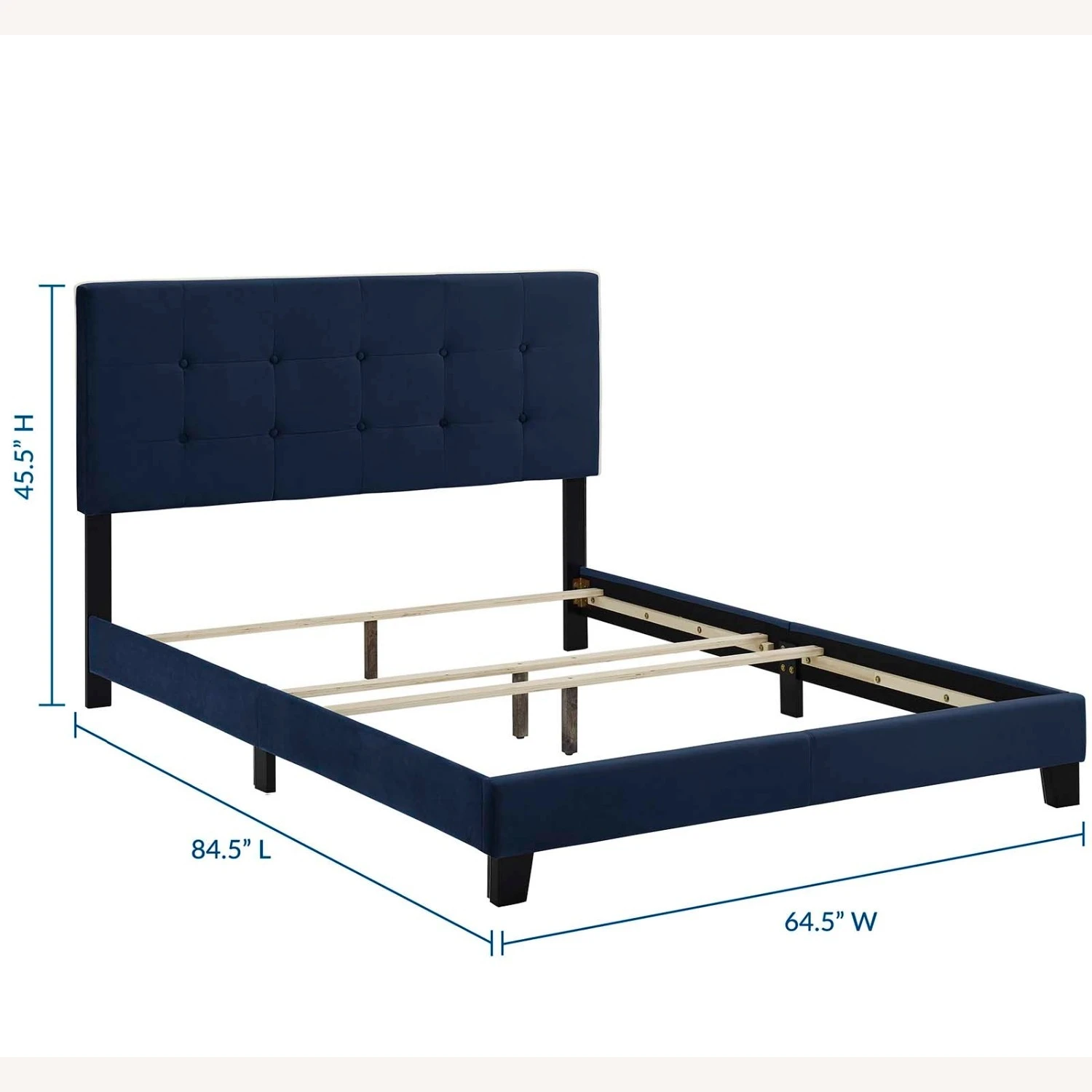 Other Twin Bed In Midnight Blue W/ Tufted Headboard