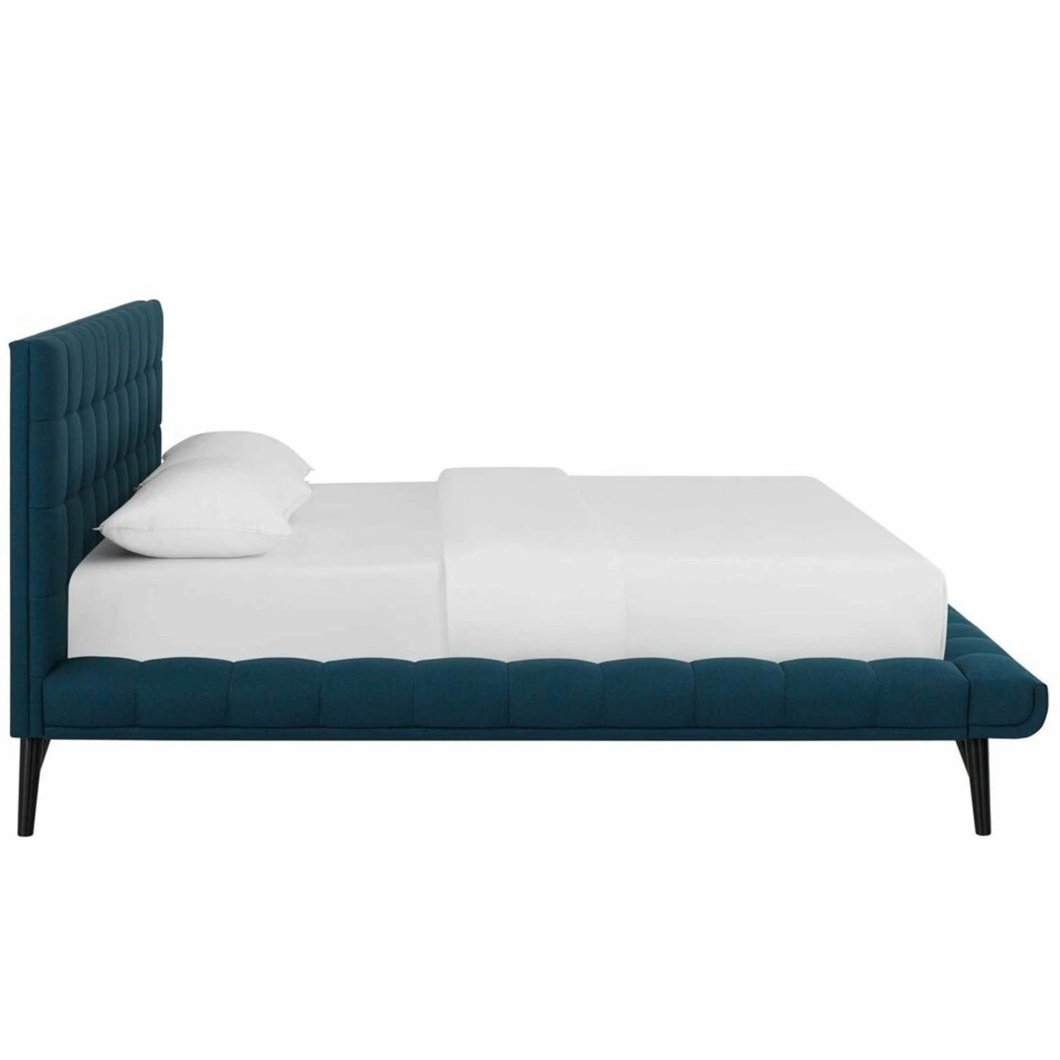 Other Mid-Century Style Queen Bed In Blue Fabric Finish - Image 6